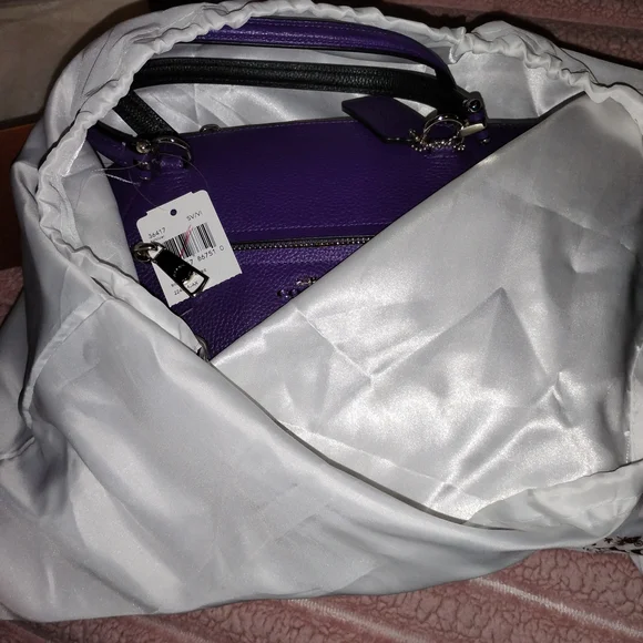Coach Vibrant Purple Leather Satchel - Picture 10 of 14